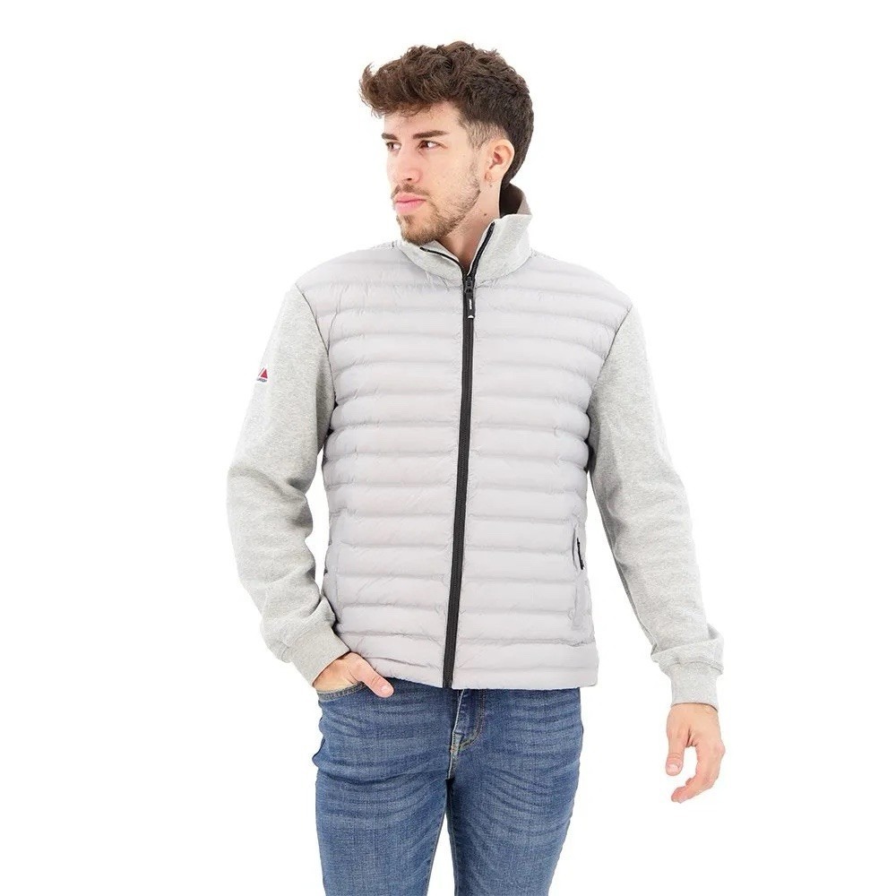 Superdry Hybrid Mountain Bomber Light Grey Men's Size Medium Quilted Puffer